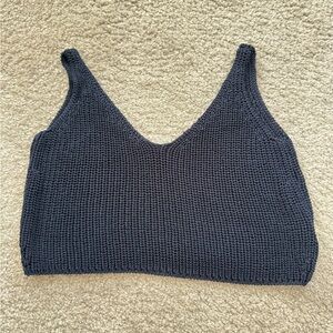 Navy Blue Knit Women's Top